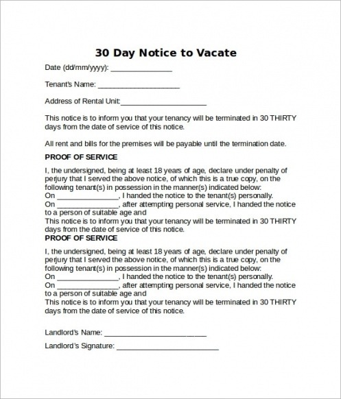 Professional 30 Day Written Notice Template Doc Sample - Tacitproject