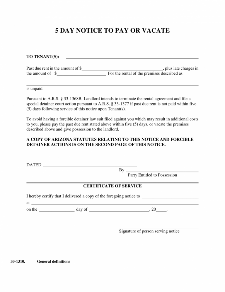 5 day notice template illinois