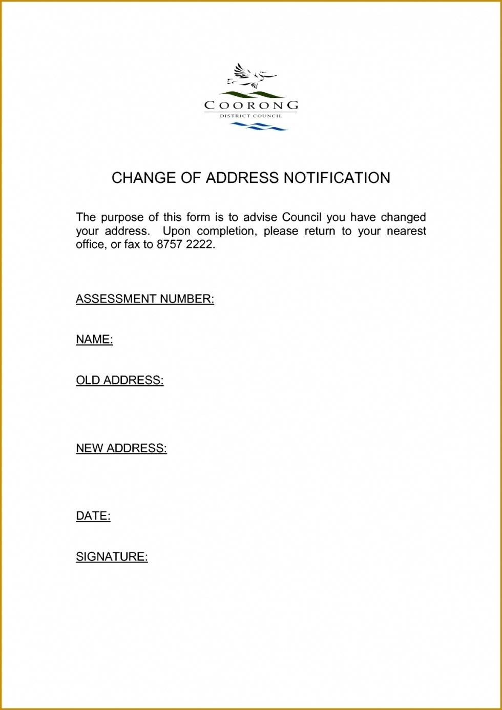 Professional Address Change Notice Template Word