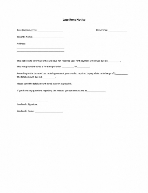Professional Late Rent Payment Notice Template Pdf