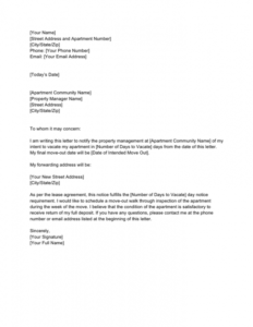 Professional Moving Out Notice Letter Template Word Example