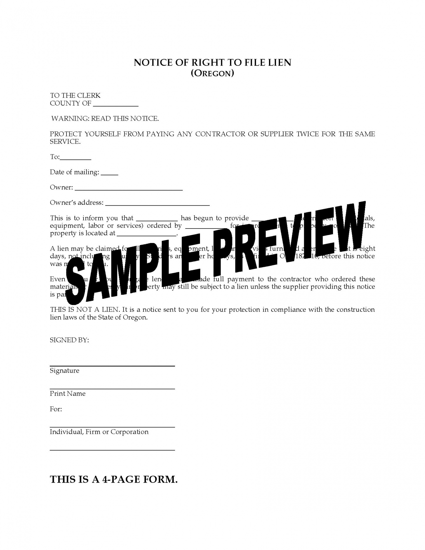 Notice Of Lien Letter Template