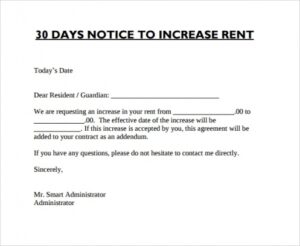 Professional Notice Of Rent Increase Template Excel Sample