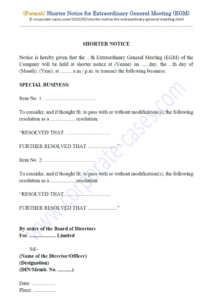 Professional Notice Of Shareholders Meeting Template Excel Example