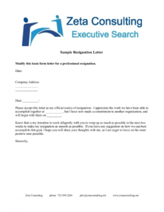 Professional Short Notice Resignation Letter Template Pdf Example