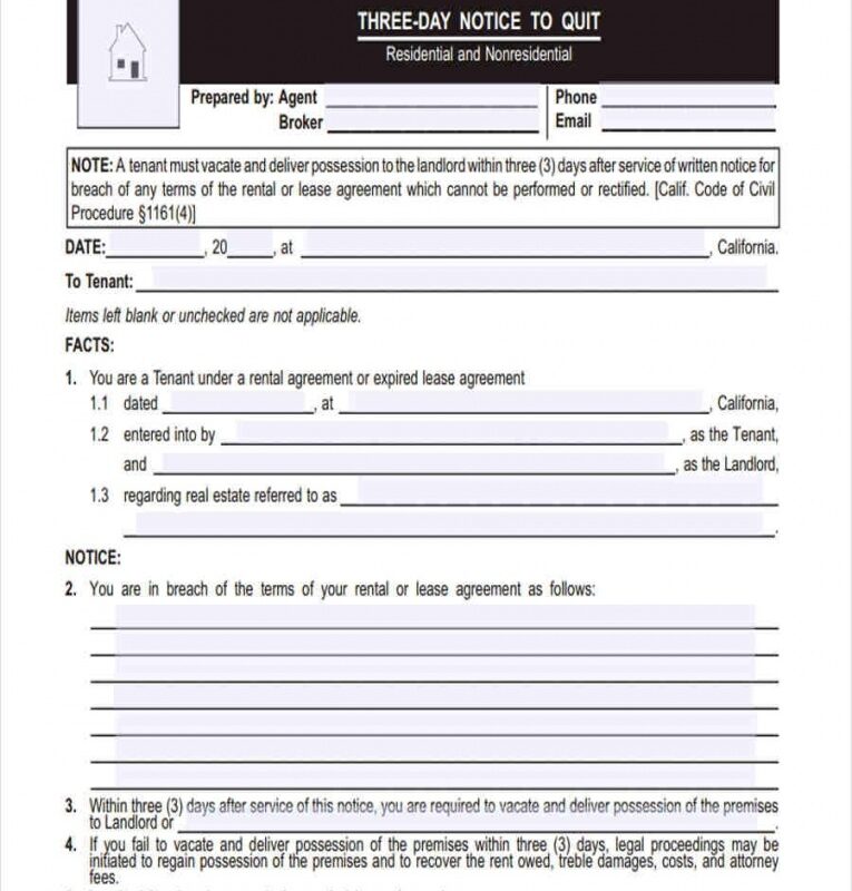 Professional Template For Notice To Quit Pdf