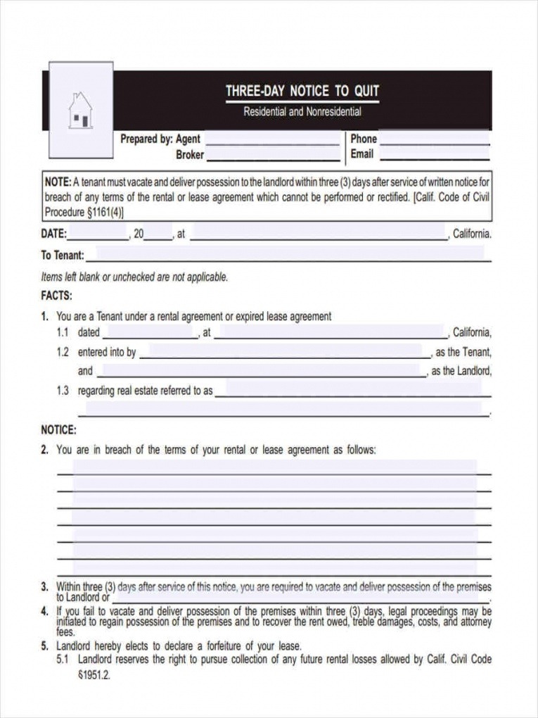 Professional Template For Notice To Quit Pdf