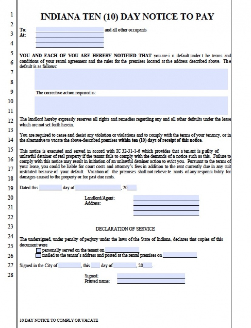 Template For Notice To Quit Word