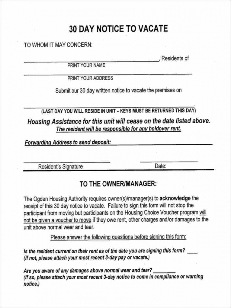 Tenant 30 Day Notice To Vacate California Template Doc Sample