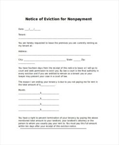Tenant Eviction Notice Template Word Example