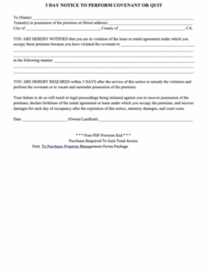 3 Day Notice To Quit California Template Pdf Sample