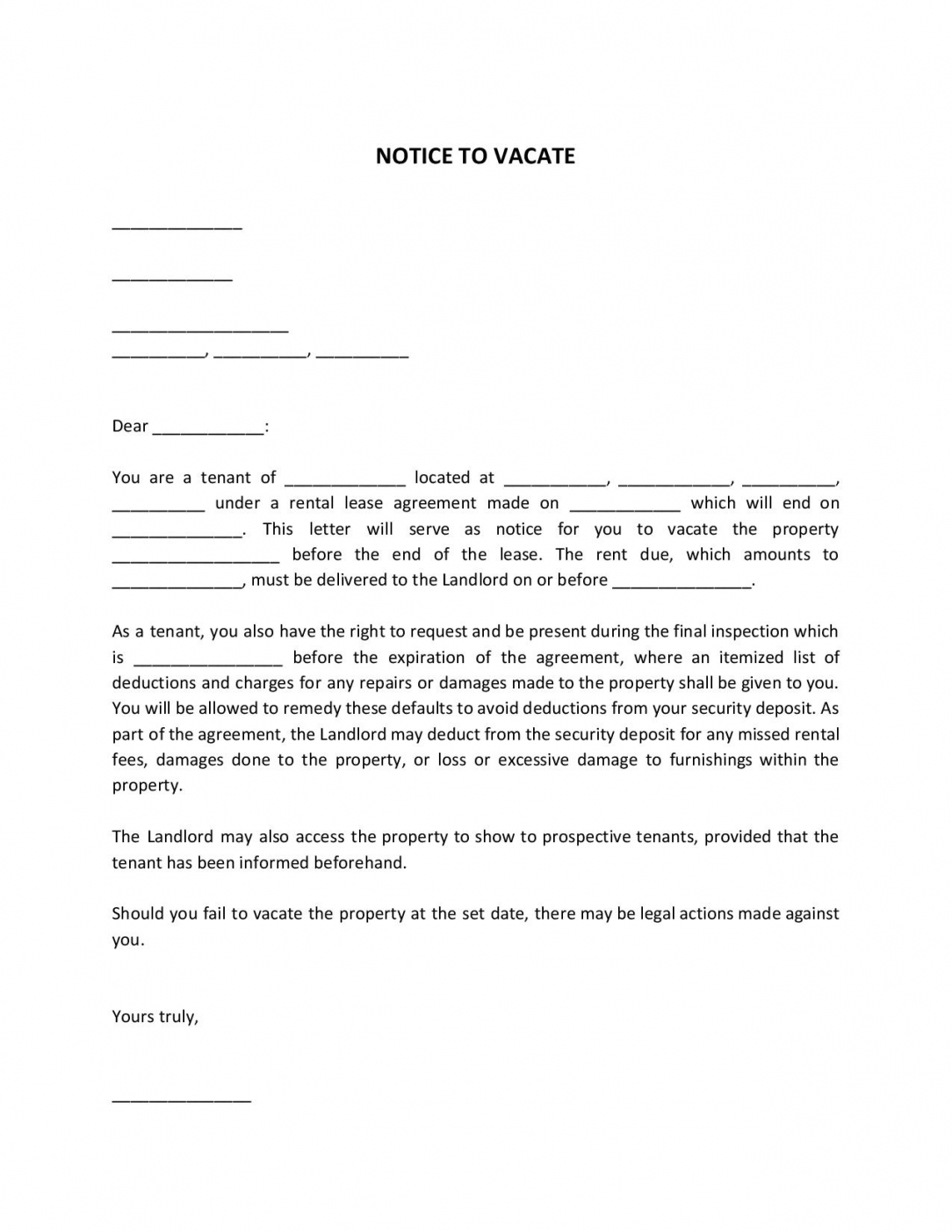 How To Write A 30 Day Notice To Vacate Rental Property