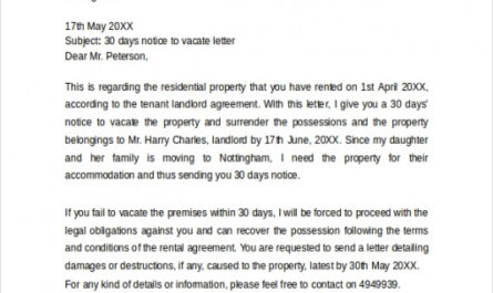 30 Day Notice To Vacate Template To Landlord Pdf Example