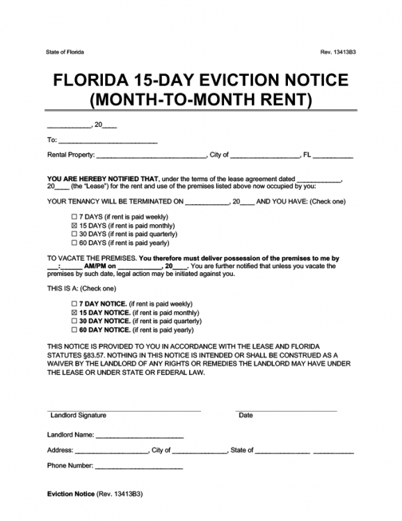 Best 3 Day Eviction Notice Florida Template Pdf Sample