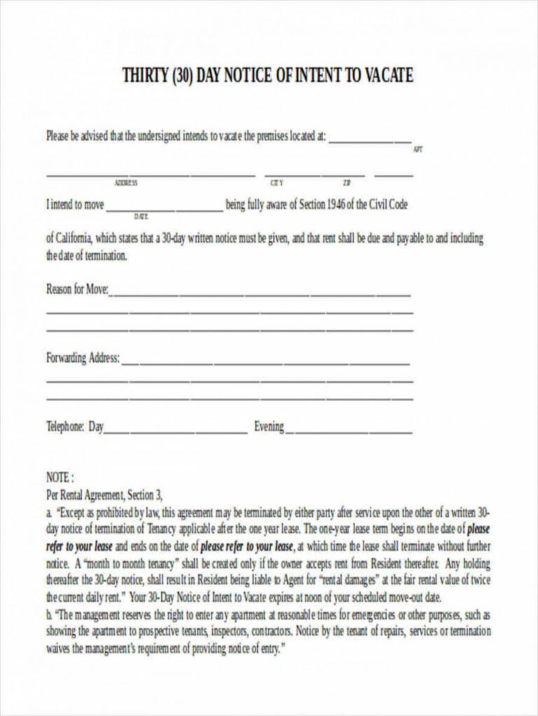30 Day Eviction Notice Template Texas
