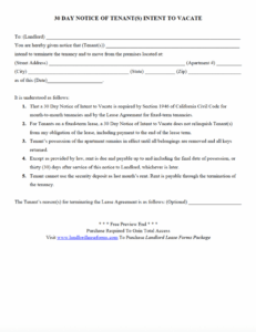 Best 30 Day Notice Of Moving Out Template Pdf Example
