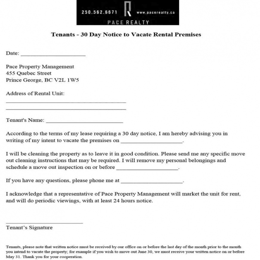 Best 30 Day Notice To Vacate Apartment Template