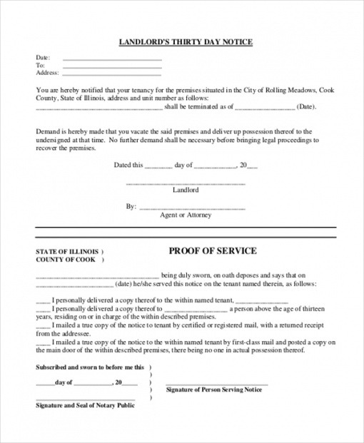 Best 30 Day Tenant Notice To Landlord Template Word
