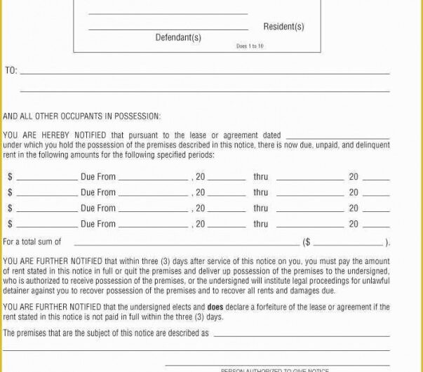Eviction Notice Form California Template