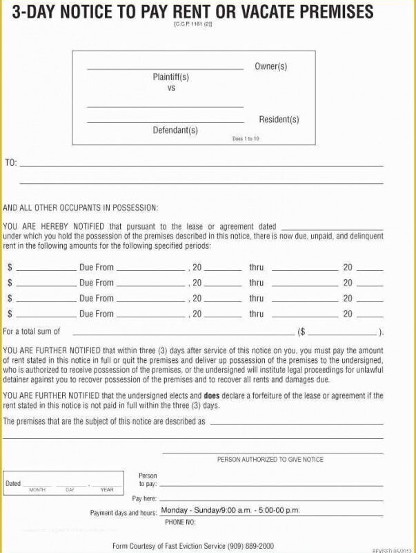 Best Eviction Notice Form California Template Excel Sample