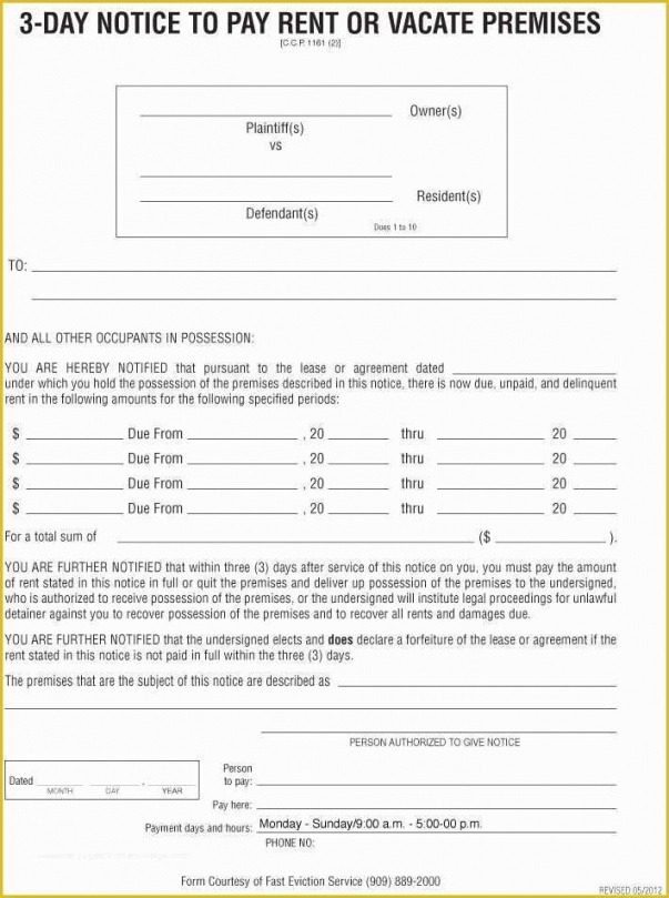 Best Eviction Notice Form California Template Excel Sample