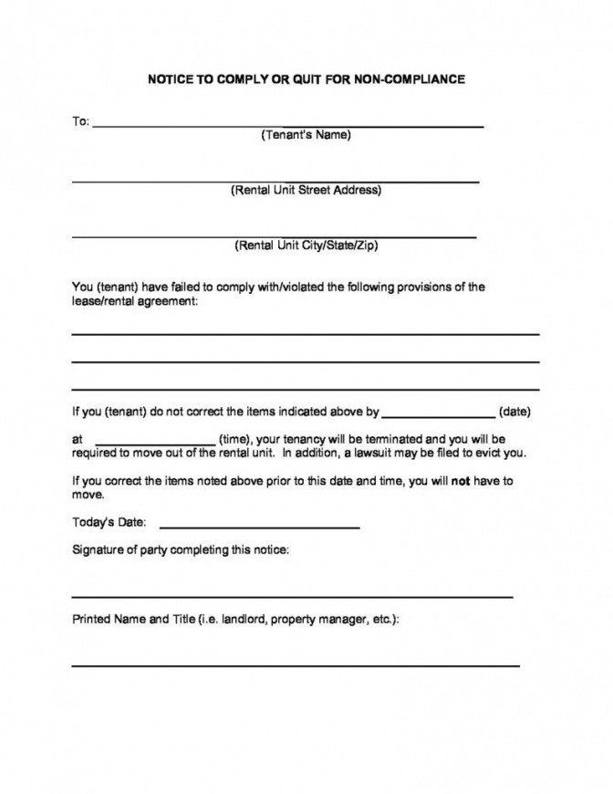 Best Notice Of Lease Violation Template Doc Example