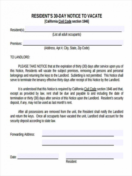Costum 30 Day Eviction Notice Form Template Word