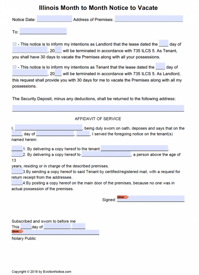 Costum 30 Day Eviction Notice Template Illinois Doc Sample