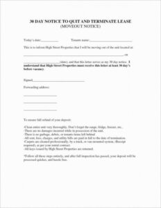 Costum 30 Day Notice To Vacate Tenant Template