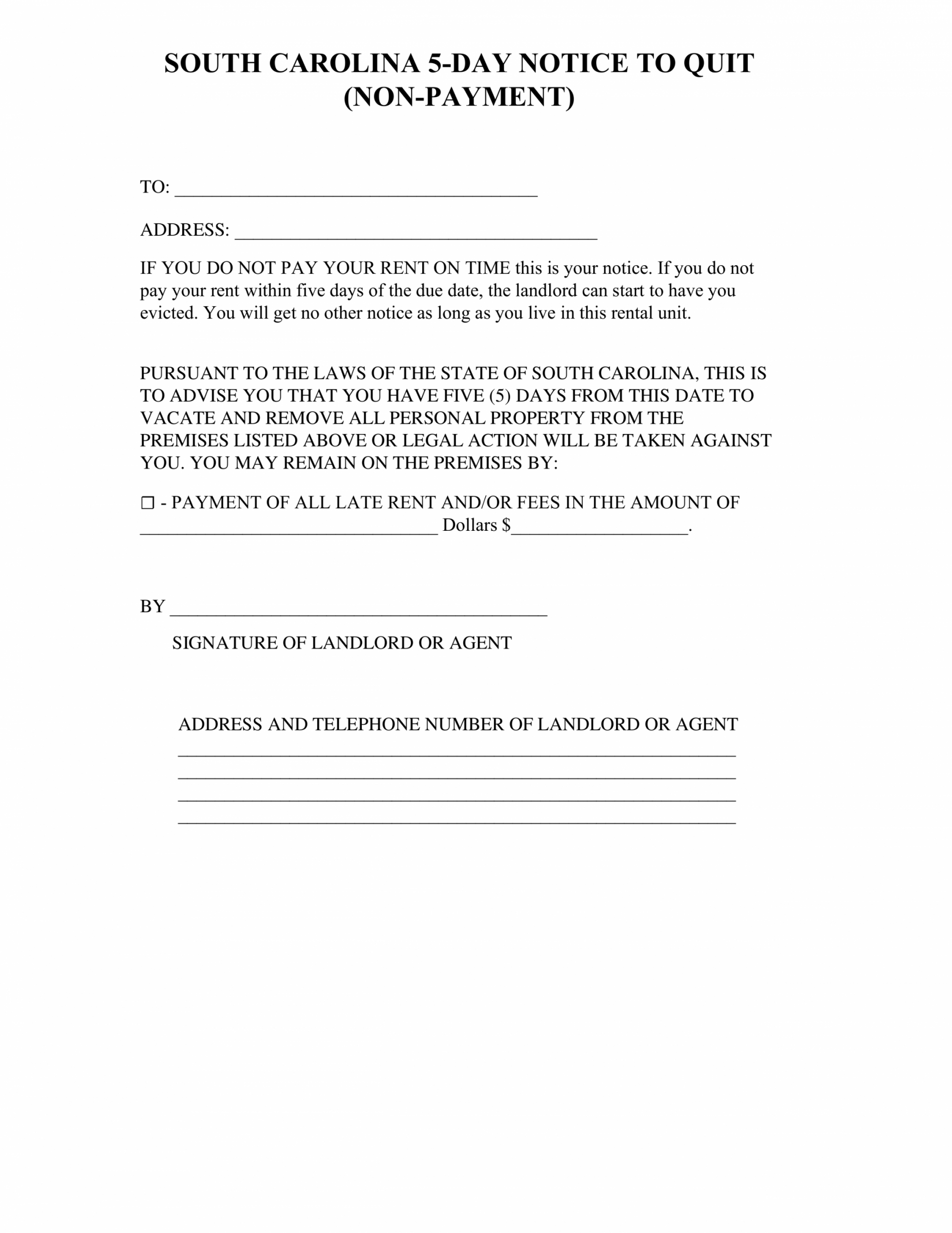 Costum Eviction Notice Pa Template Pdf