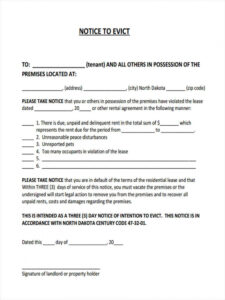 Costum Formal Eviction Notice Template  Sample