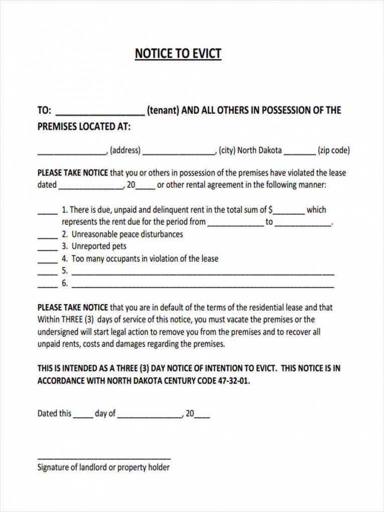 Formal Eviction Notice Template