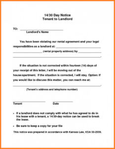 Costum Landlord 30 Day Notice Template Excel Example