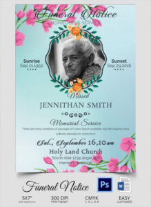 Costum Memorial Service Notice Template Word