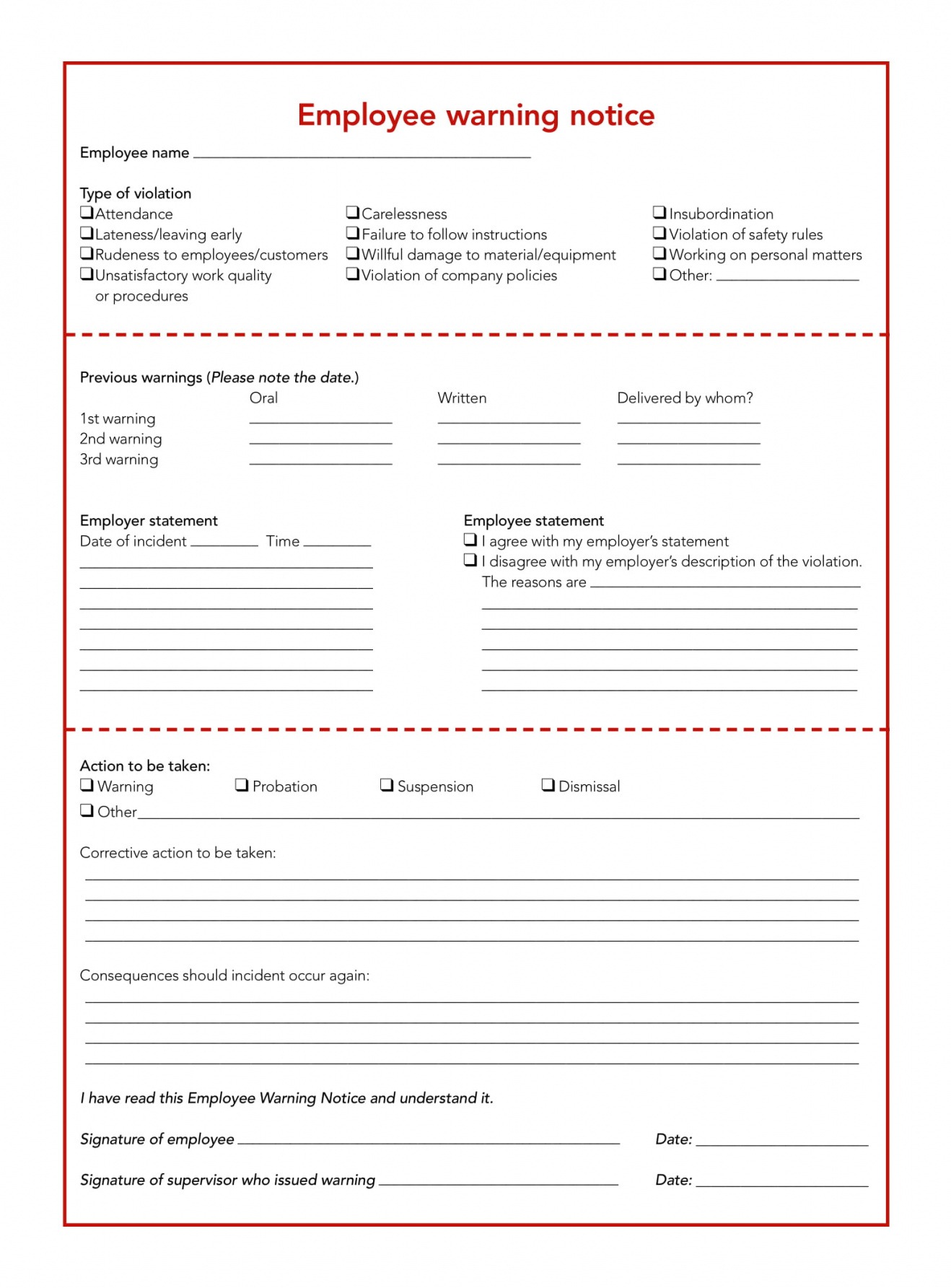 Costum Personnel Action Notice Template Pdf