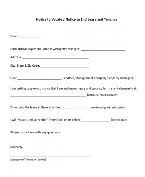 Editable 30 Day Notice From Tenant To Landlord Template