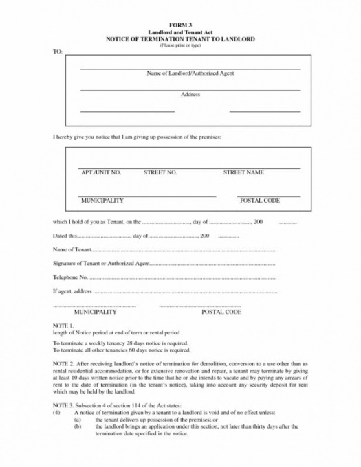 Editable 60 Day Lease Termination Notice Template  Example