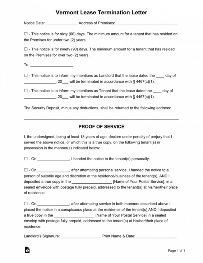 Editable 60 Day Lease Termination Notice Template Word Example