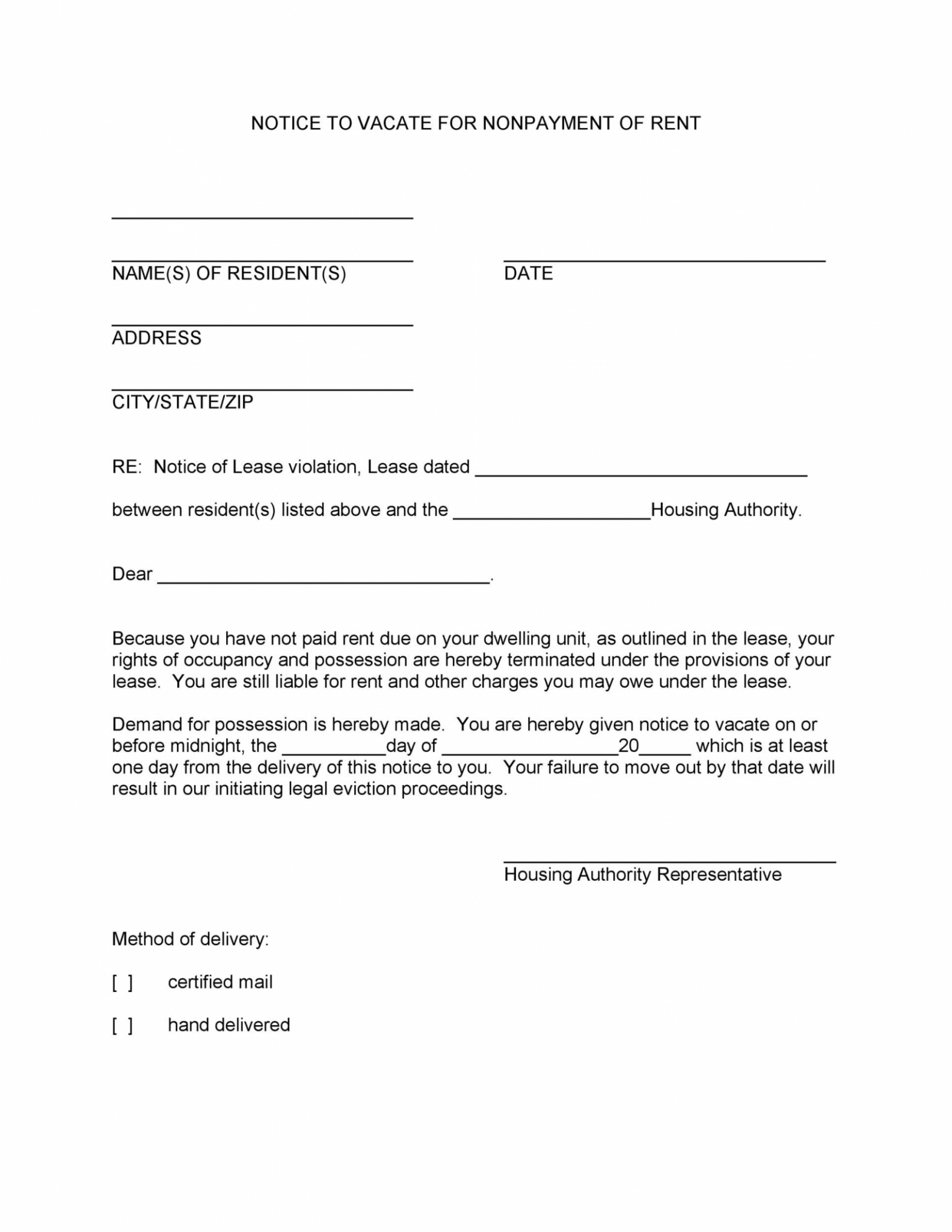 Editable Apartment Eviction Notice Template Doc Example Tacitproject 6899