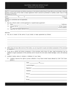 Editable Eviction Notice Form California Template Excel