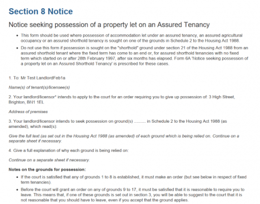 Editable Section 21 Notice Template Doc Sample Tacitproject 3892