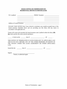 Editable Template For 30 Days Notice To Landlord Pdf Example