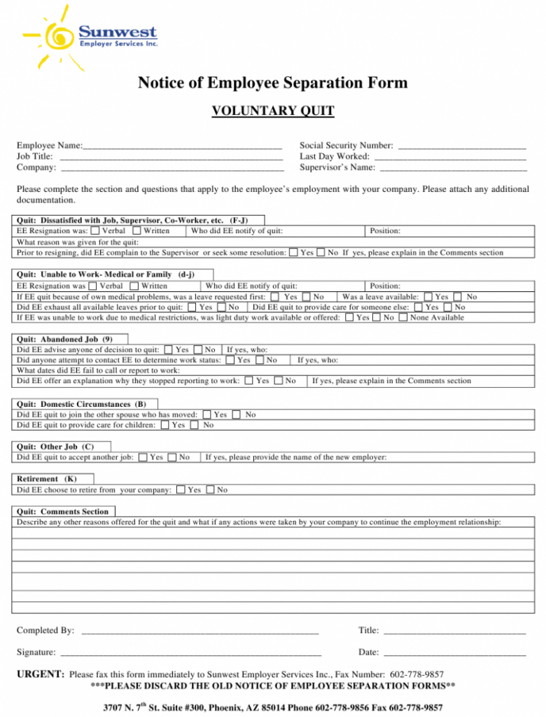 Employee Separation Notice Template Word Tacitproject Employee Separation Notice Template Word Tacitproject