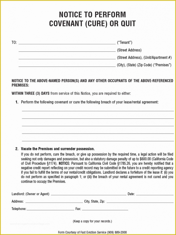 Free 3 Day Eviction Notice California Template PDF Sample Tacitproject