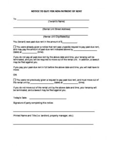 Free 3 Day Notice To Quit Template Pdf