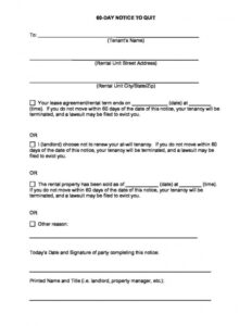 Free Apartment 60 Day Notice Template Doc Sample