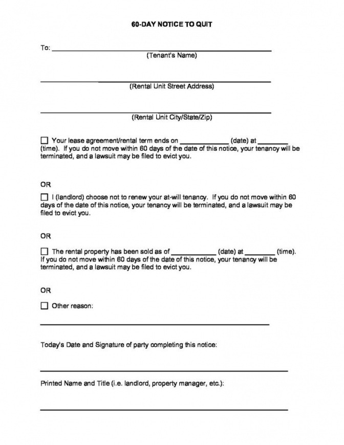 Free Apartment 60 Day Notice Template Doc Sample