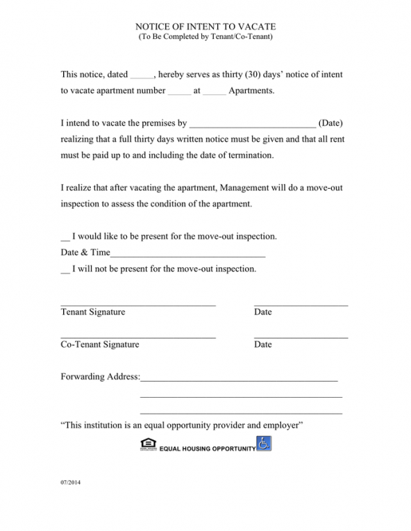 Free Apartment 60 Day Notice Template Excel