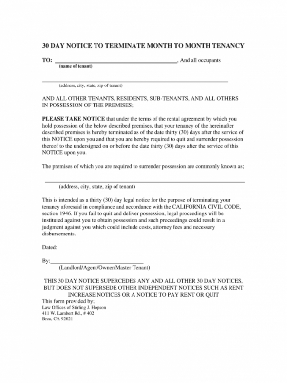 Free Lease 60 Day Notice Template Word