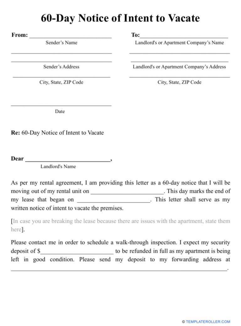 Five Day Notice Template Pdf Tacitproject 1322